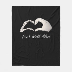 Don't Walk White Classic Skeleton Hands Hearts Fleece Blanket