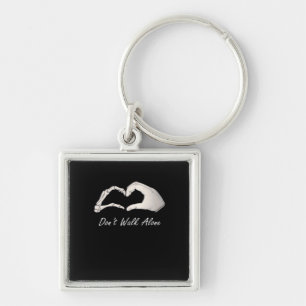 Don't Walk - White Classic - Skeleton Hands Hearts Keychain