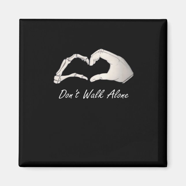 Don't Walk White Classic Skeleton Hands Hearts Magnet (Front)
