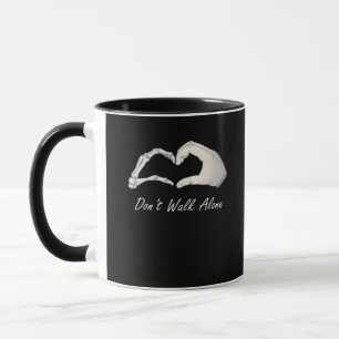 Don't Walk White Classic Skeleton Hands Hearts Mug