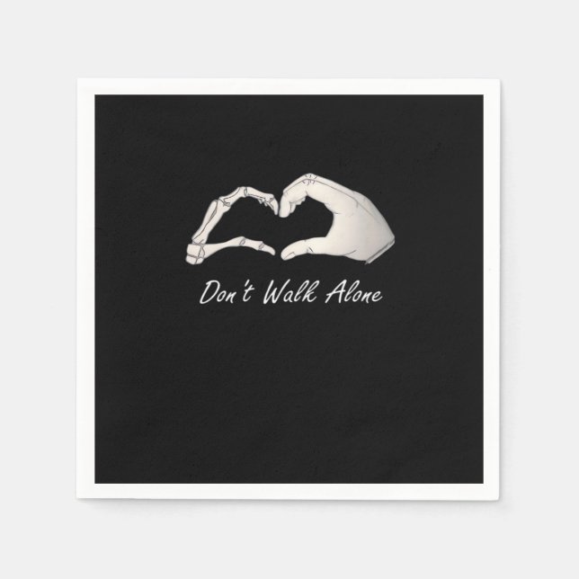 Don't Walk - White Classic - Skeleton Hands Hearts Napkin (Front)