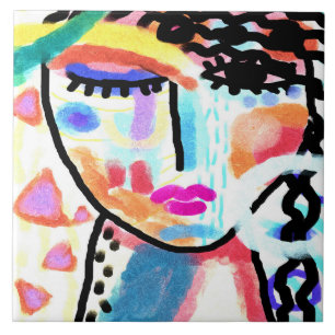 Don't Wanna Talk Abstract Art Ceramic Tile