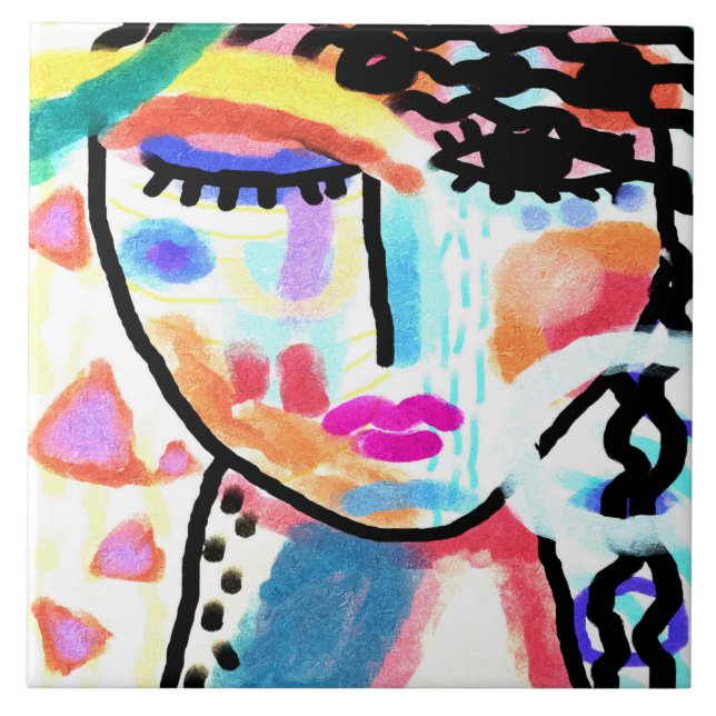 Don't Wanna Talk Abstract Art Ceramic Tile (Front)