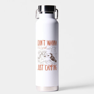 Don't Wanna Work, Just Camping – Vintage Cat Water Bottle