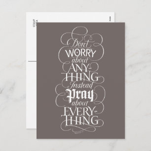 DON'T WORRY about anything - Elegant Calligraphy Holiday Postcard