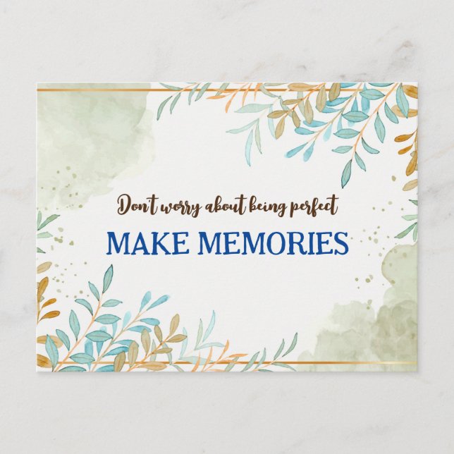 Don't worry about being perfect quote postcard (Front)