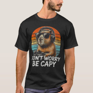 Dont Worry Be Capy Capybara Retro Gaming retro T-Shirt
