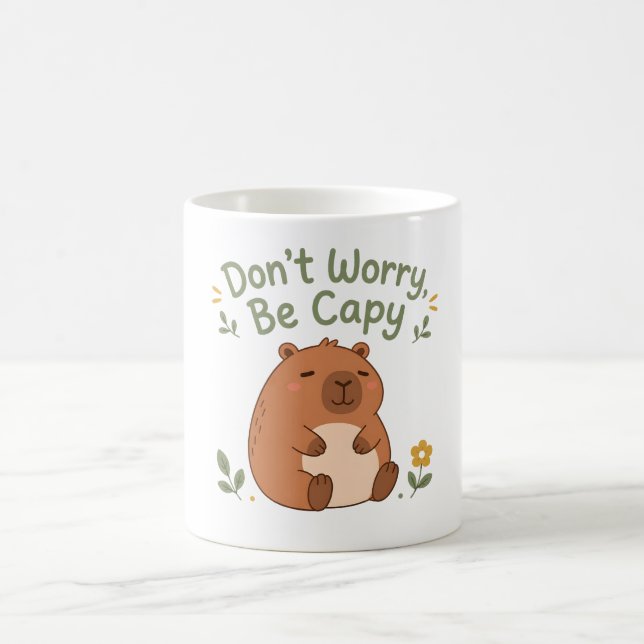 Don't Worry Be Capy Cute Capybara Mug (Center)
