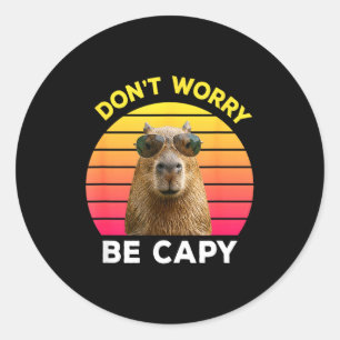 Dont worry be capy funny capybara classic round sticker