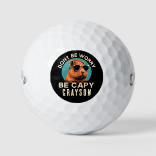 Don't Worry Be Capy Funny Cool Personalized Name Golf Balls