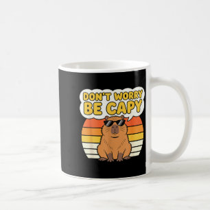 Don't worry be capy funny cute capybara meme retro coffee mug