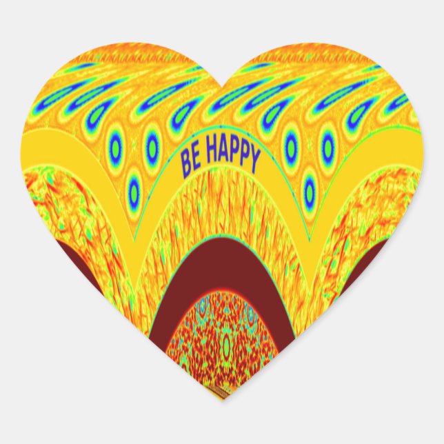 Don't Worry Be Happy Art Print Design Heart Sticker (Front)