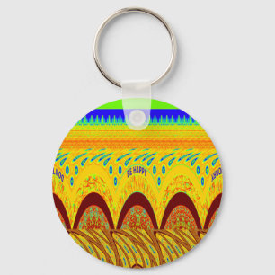 Don't Worry Be Happy Art Print Design Keychain