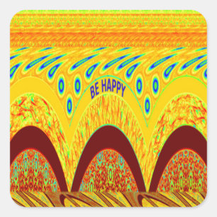 Don't Worry Be Happy Art Print Design Square Sticker