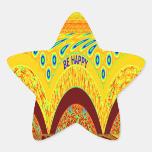 Don't Worry Be Happy Art Print Design Star Sticker