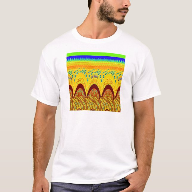 Don't Worry Be Happy Art Print Design T-Shirt (Front)