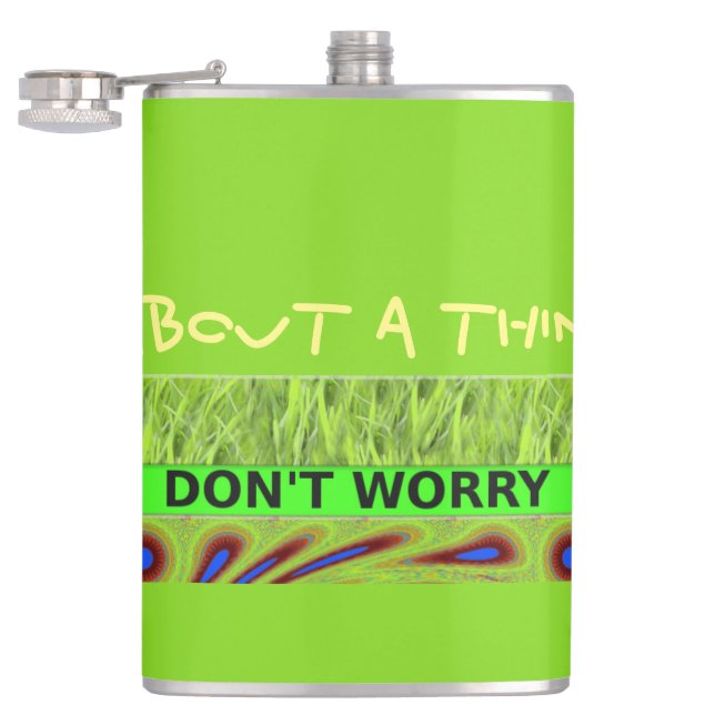 Don't Worry Be Happy Art Print Hip Flask (Opened)