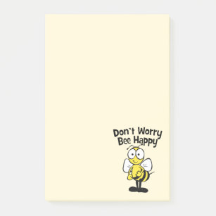 Don't Worry Be Happy Bee   Cute Bumble Bee Yellow Post-it Notes