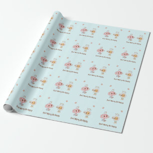 Don't Worry Be Happy Walking Brain and Flower Wrapping Paper