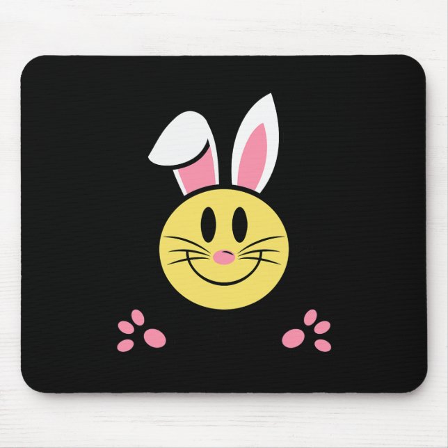 Don't Worry Be Hoppy Smile Face Easter Bunny Subli Mouse Pad (Front)