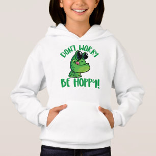 Don't Worry Be Hoppy Smiling Cartoon Frog