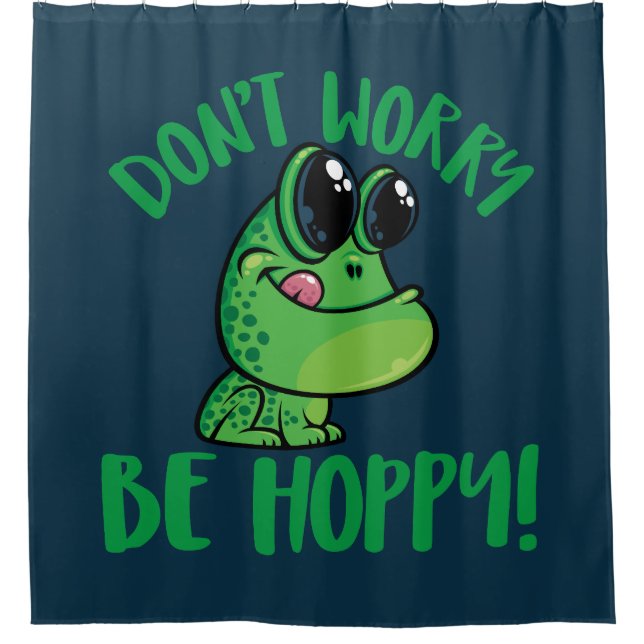 Don't Worry Be Hoppy Smiling Cartoon Frog (Front)