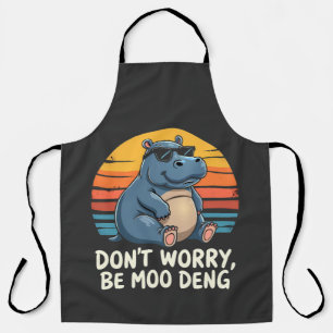Don't Worry Be Moo Deng Baby Pygmy Hippo Retro Apron