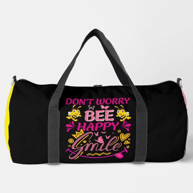 Don't Worry Bee Happy Smile  Duffle Bag (Front)