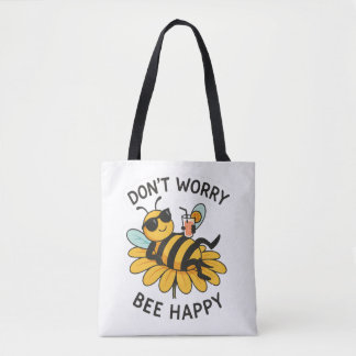 Don't worry bee happy tote bag