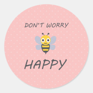 Don't worry bee happy with bee emoji classic round sticker