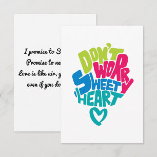 Don't Worry Sweet Heart, I will with you till die. Thank You Card