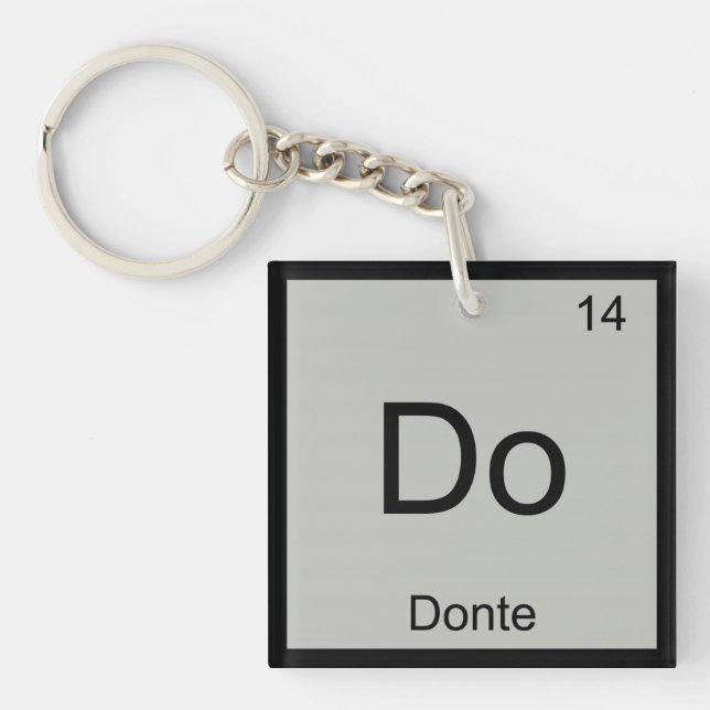 Donte Name Chemistry Element Periodic Table Keychain (Front)