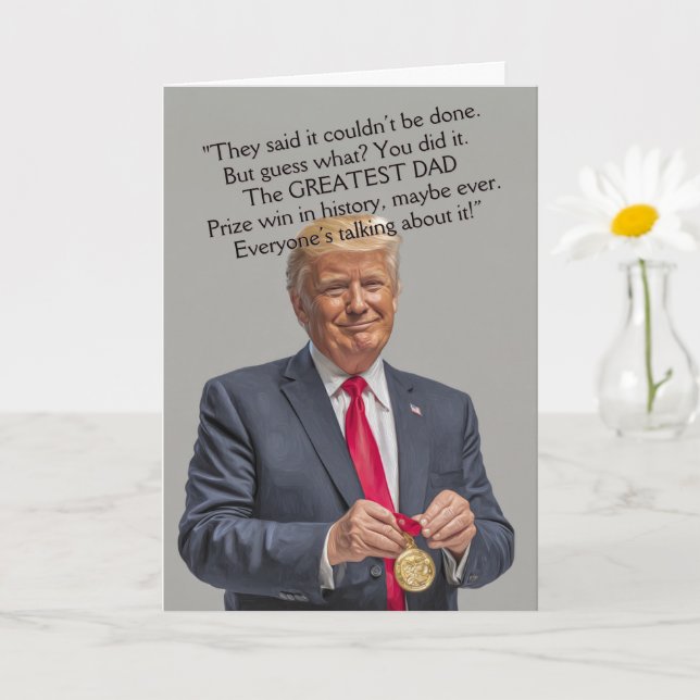 Donuld Trump Medal Great Dad Amusing greeting card (Small Plant)