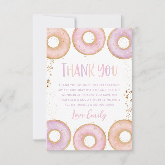 Donut 1er Anniversaire Plat Carte de remerciements (Devant)