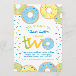 Donut 2nd Birthday Invitation Boy s'asperge