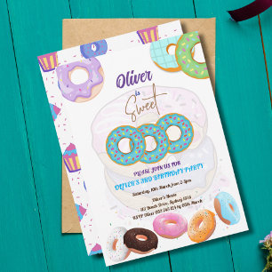 Donut 3 anniversaire invitation garçon