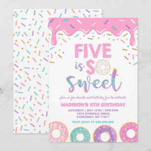 Donut 5e anniversaire Invitation Donut Five is Swe