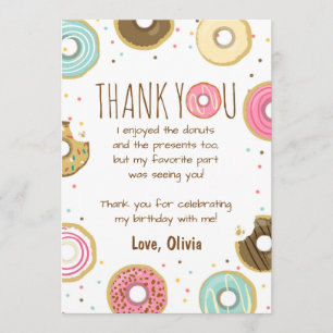 Donut Anniversaire Carte de remerciements Rose fil