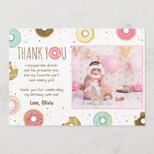 Donut Anniversaire Carte de remerciements Rose fil