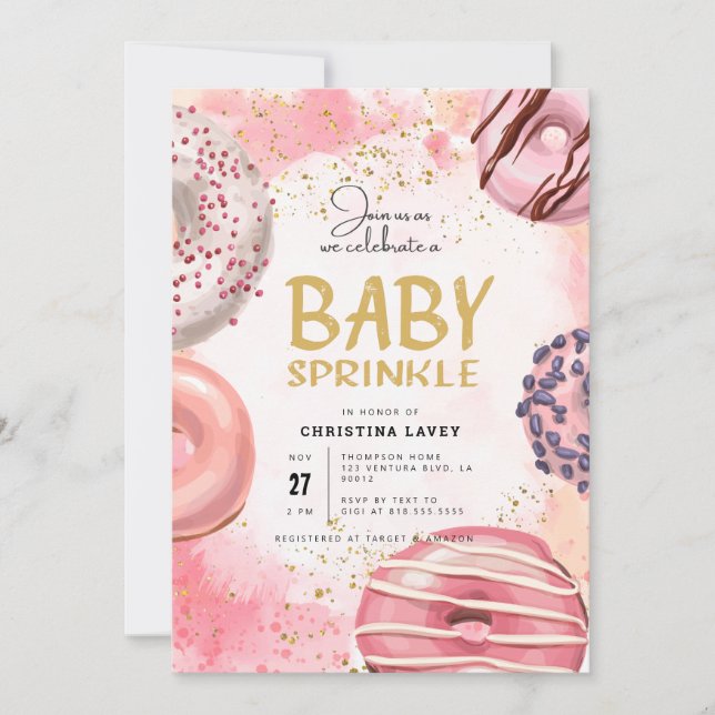 Donut BABY SPRINKLE Invitation (Devant)