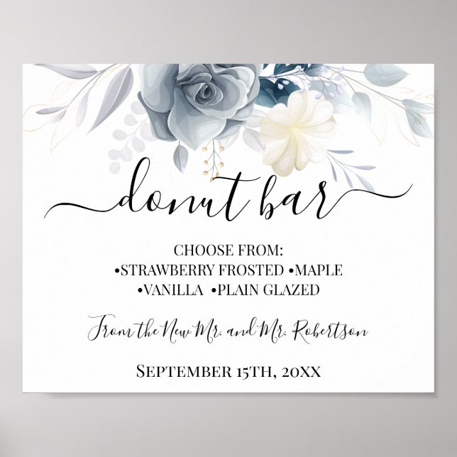 Donut Bar Sweets Table Wedding Reception Sign (Front)