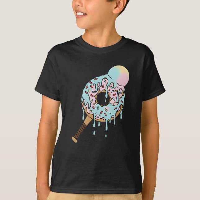 Donut Baseball Bat Ice Cream Drip Kids Toddler Boy T-Shirt (Front)