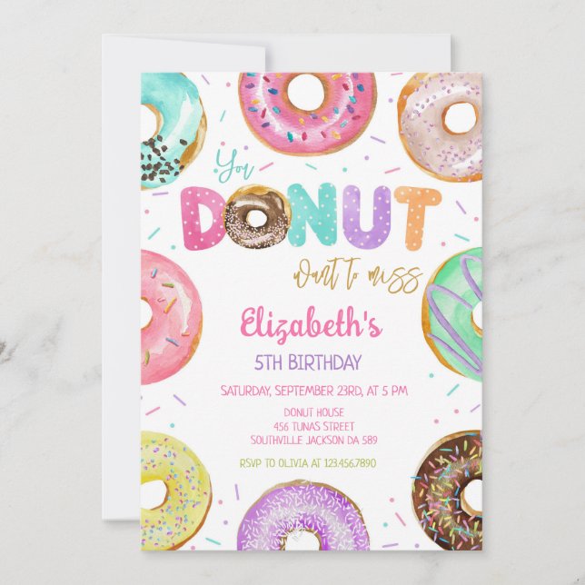 Donut Birthday Party Invitation (Front)