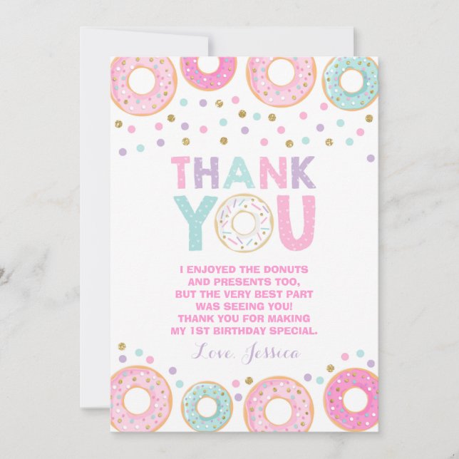 Donut Carte de remerciements grandir Partie vers l (Devant)