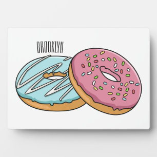 Donut cartoon illustration plaque