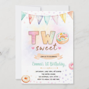 Donut DEUX douce invitation d'anniversaire