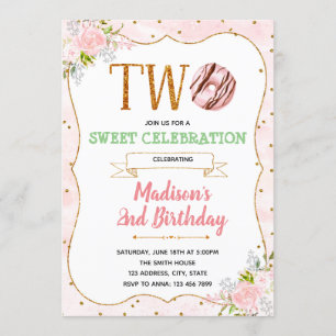 Donut deux invitations sucrées à thème