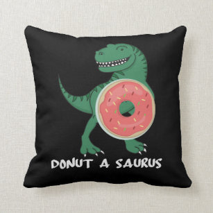 Donut Dinosaur Foodie Dino Lover Throw Pillow