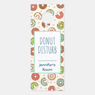 DoNut Disturb Funny Pun Doughnut Pattern Door Hanger