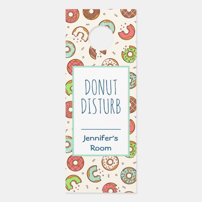 DoNut Disturb Funny Pun Doughnut Pattern Door Hanger (Front)